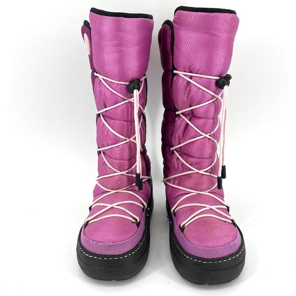 Crocs Women's Pink Purple Insulated Tall Cosmo Moon Snow Boots (6) - Picture 3 of 9